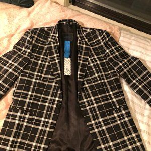UO Plaid Skinny Fit Single Breasted Suit Blazer